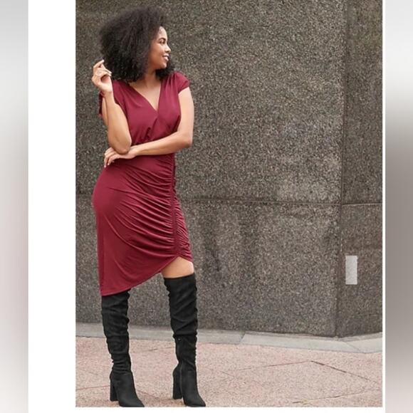 EXPRESS Over the Knee Boots Sz 8 BLOCK 3" Heels BLACK Vegan Faux Suede Tall NWOT - Picture 14 of 16